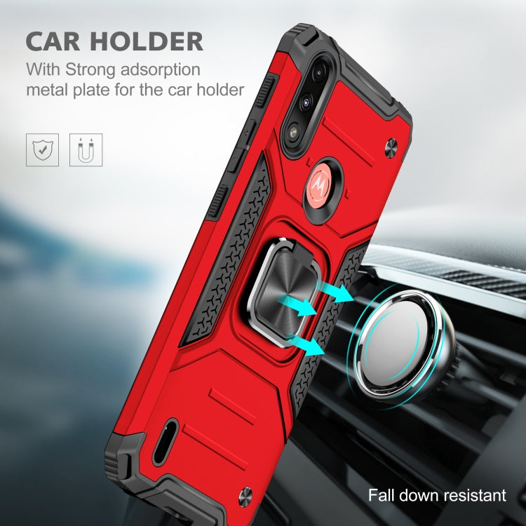For Motorola Moto E7 Power Magnetic Armor Shockproof TPU + PC Phone Case with Metal Ring Holder