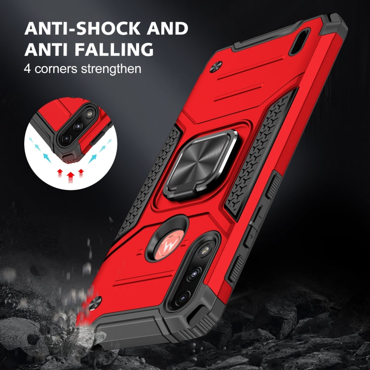 For Motorola Moto E7 Power Magnetic Armor Shockproof TPU + PC Phone Case with Metal Ring Holder
