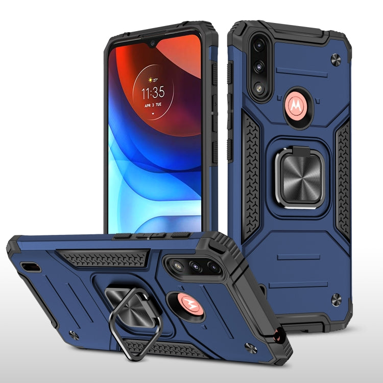 For Motorola Moto E7 Power Magnetic Armor Shockproof TPU + PC Phone Case with Metal Ring Holder