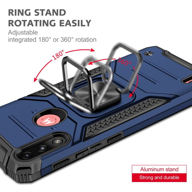 For Motorola Moto E7 Power Magnetic Armor Shockproof TPU + PC Phone Case with Metal Ring Holder