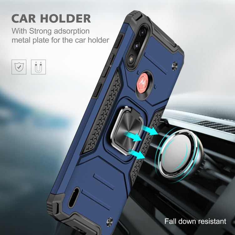 For Motorola Moto E7 Power Magnetic Armor Shockproof TPU + PC Phone Case with Metal Ring Holder