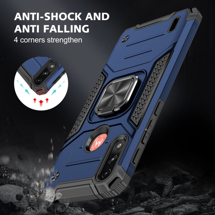 For Motorola Moto E7 Power Magnetic Armor Shockproof TPU + PC Phone Case with Metal Ring Holder