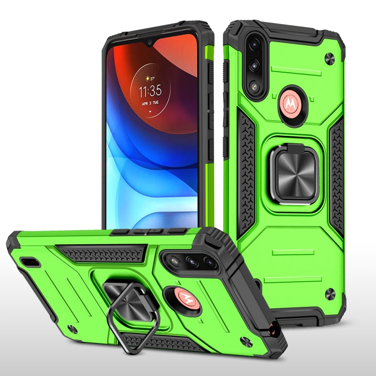 For Motorola Moto E7 Power Magnetic Armor Shockproof TPU + PC Phone Case with Metal Ring Holder