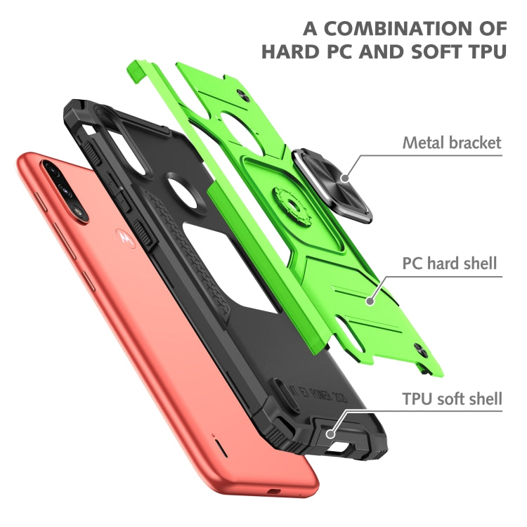 For Motorola Moto E7 Power Magnetic Armor Shockproof TPU + PC Phone Case with Metal Ring Holder