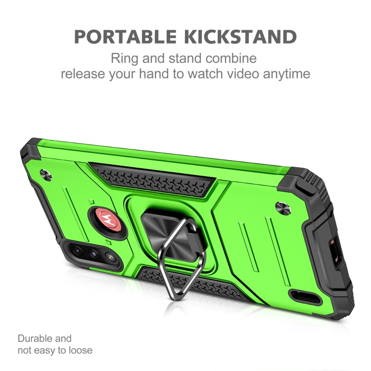 For Motorola Moto E7 Power Magnetic Armor Shockproof TPU + PC Phone Case with Metal Ring Holder