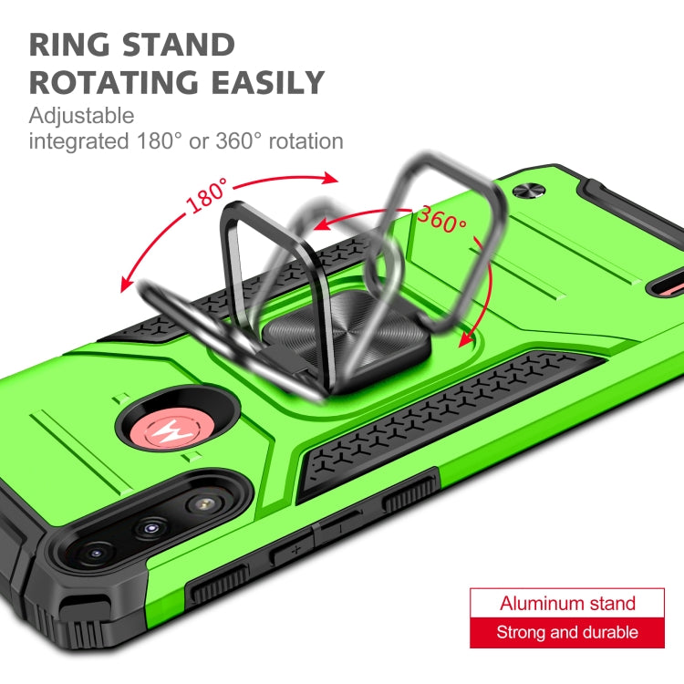 For Motorola Moto E7 Power Magnetic Armor Shockproof TPU + PC Phone Case with Metal Ring Holder