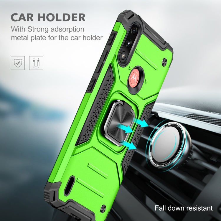 For Motorola Moto E7 Power Magnetic Armor Shockproof TPU + PC Phone Case with Metal Ring Holder
