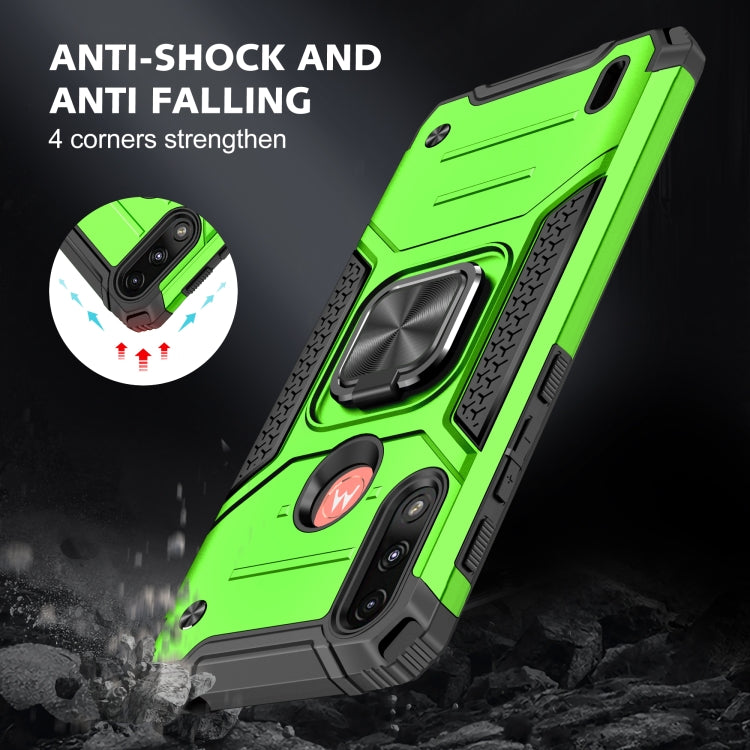 For Motorola Moto E7 Power Magnetic Armor Shockproof TPU + PC Phone Case with Metal Ring Holder