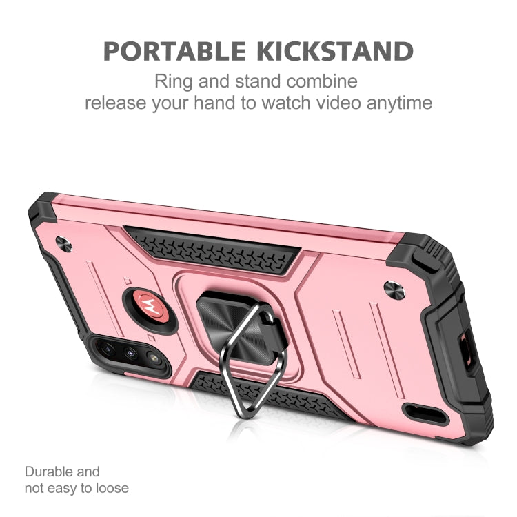 For Motorola Moto E7 Power Magnetic Armor Shockproof TPU + PC Phone Case with Metal Ring Holder