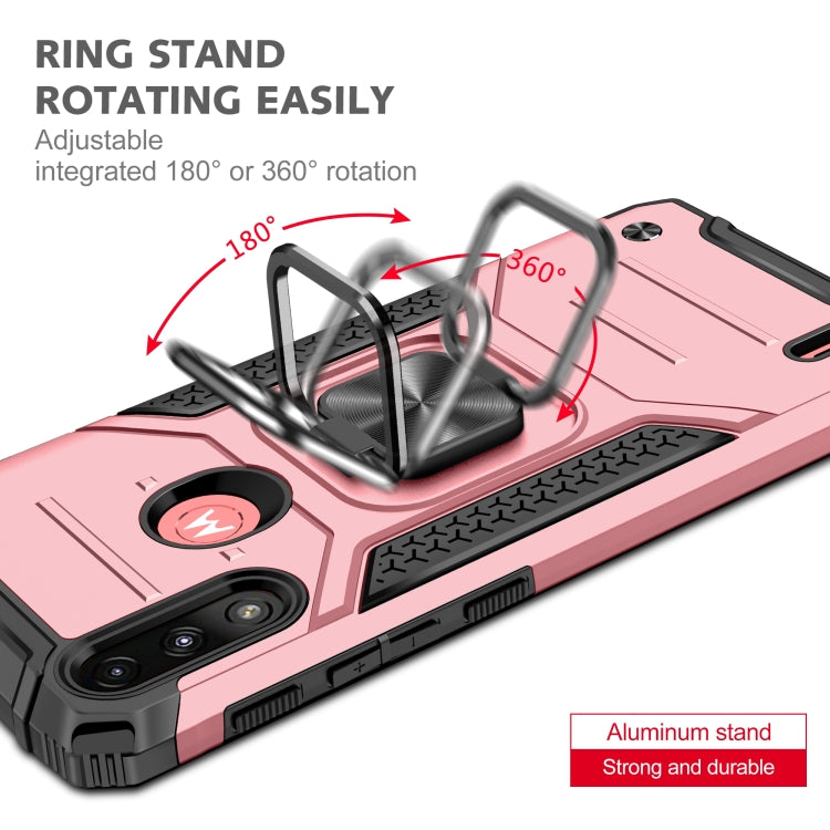 For Motorola Moto E7 Power Magnetic Armor Shockproof TPU + PC Phone Case with Metal Ring Holder