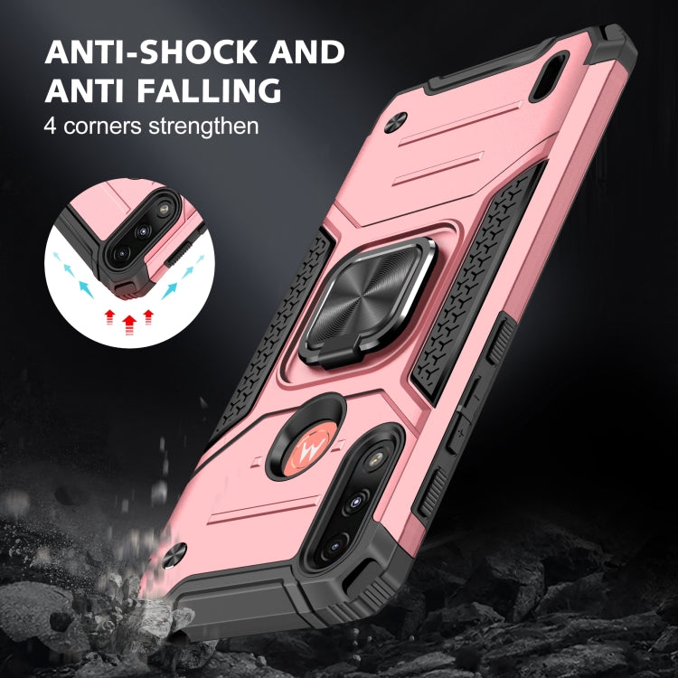For Motorola Moto E7 Power Magnetic Armor Shockproof TPU + PC Phone Case with Metal Ring Holder