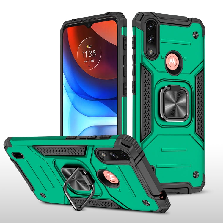 For Motorola Moto E7 Power Magnetic Armor Shockproof TPU + PC Phone Case with Metal Ring Holder