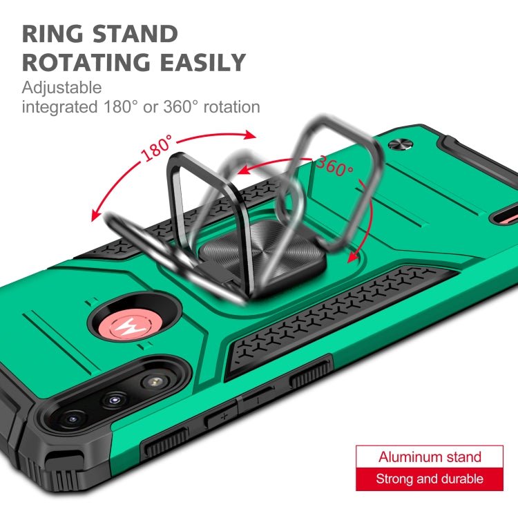 For Motorola Moto E7 Power Magnetic Armor Shockproof TPU + PC Phone Case with Metal Ring Holder