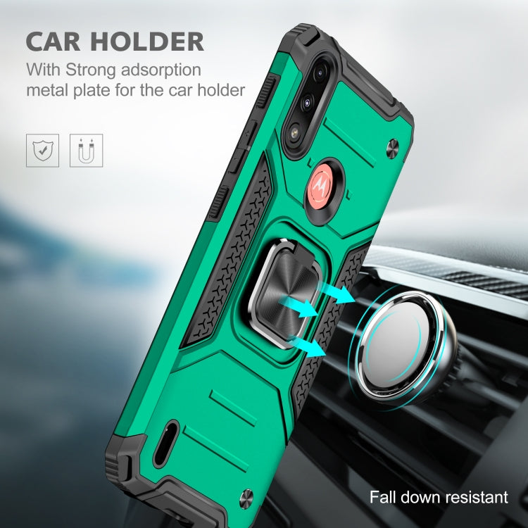 For Motorola Moto E7 Power Magnetic Armor Shockproof TPU + PC Phone Case with Metal Ring Holder