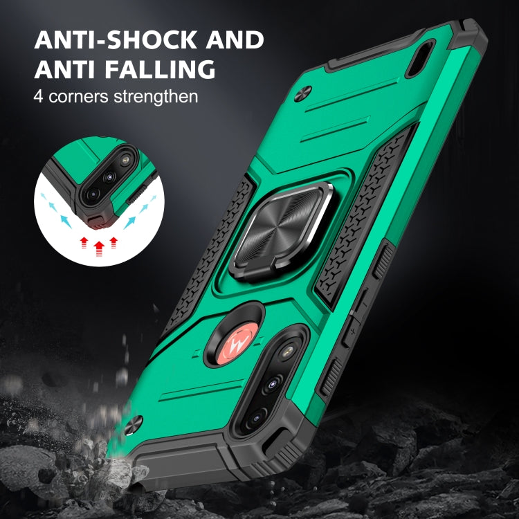 For Motorola Moto E7 Power Magnetic Armor Shockproof TPU + PC Phone Case with Metal Ring Holder