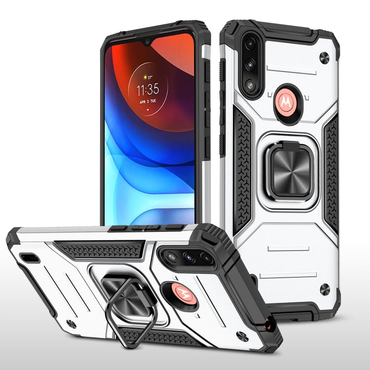 For Motorola Moto E7 Power Magnetic Armor Shockproof TPU + PC Phone Case with Metal Ring Holder