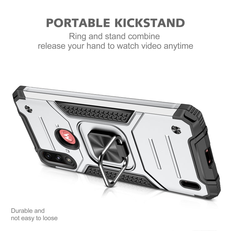 For Motorola Moto E7 Power Magnetic Armor Shockproof TPU + PC Phone Case with Metal Ring Holder
