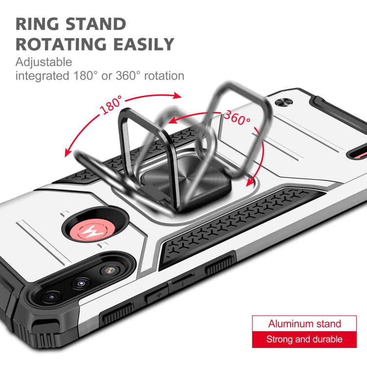 For Motorola Moto E7 Power Magnetic Armor Shockproof TPU + PC Phone Case with Metal Ring Holder
