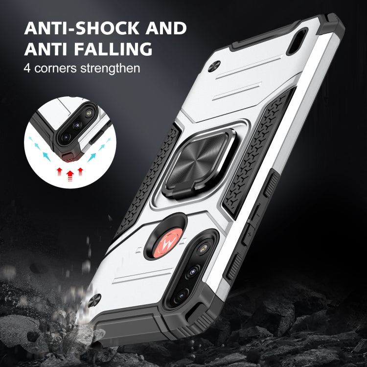 For Motorola Moto E7 Power Magnetic Armor Shockproof TPU + PC Phone Case with Metal Ring Holder