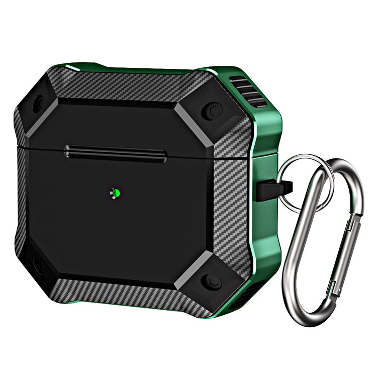 Carbon Fiber Texture TPU + PC Anti-fall Earphones Case with Hook For AirPods 3