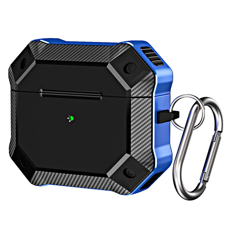 Carbon Fiber Texture TPU + PC Anti-fall Earphones Case with Hook For AirPods 3