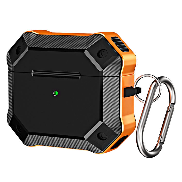 Carbon Fiber Texture TPU + PC Anti-fall Earphones Case with Hook For AirPods 3
