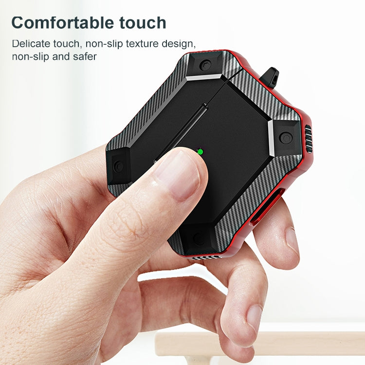 Carbon Fiber Texture TPU + PC Anti-fall Earphones Case with Hook For AirPods 3