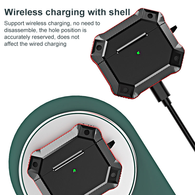 Carbon Fiber Texture TPU + PC Anti-fall Earphones Case with Hook For AirPods 3