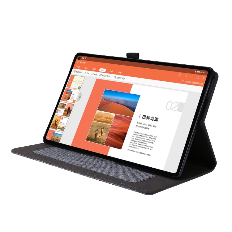 For OPPO Realme Pad 10.4 Horizontal Flip TPU + Fabric PU Leather Tablet Protective Case with Name Card Clip