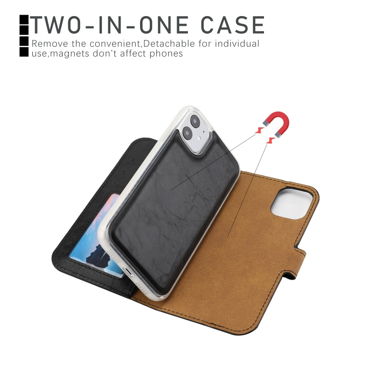 For iPhone 11 Separable Crazy Horse Texture Flip Leather Case with Holder & Card Slot & Wallet