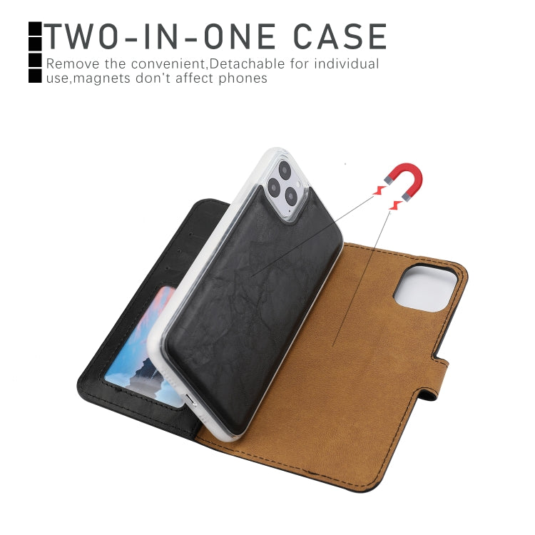 For iPhone 11 Pro Max Separable Crazy Horse Texture Flip Leather Case with Holder & Card Slot & Wallet