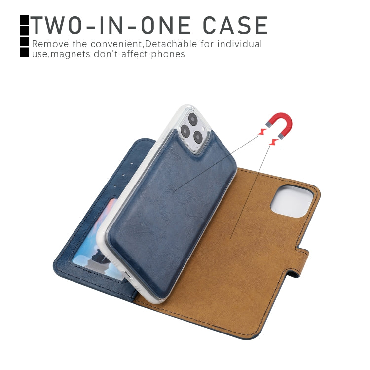 For iPhone 11 Pro Max Separable Crazy Horse Texture Flip Leather Case with Holder & Card Slot & Wallet