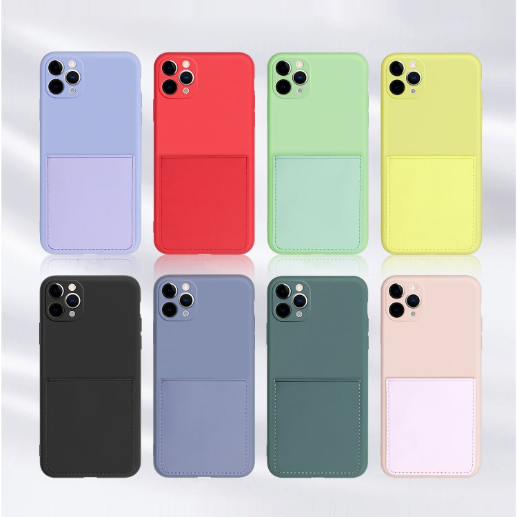 For iPhone 11 Pro Max Liquid Silicone Skin Feel Shockproof Phone Case with Card Slot
