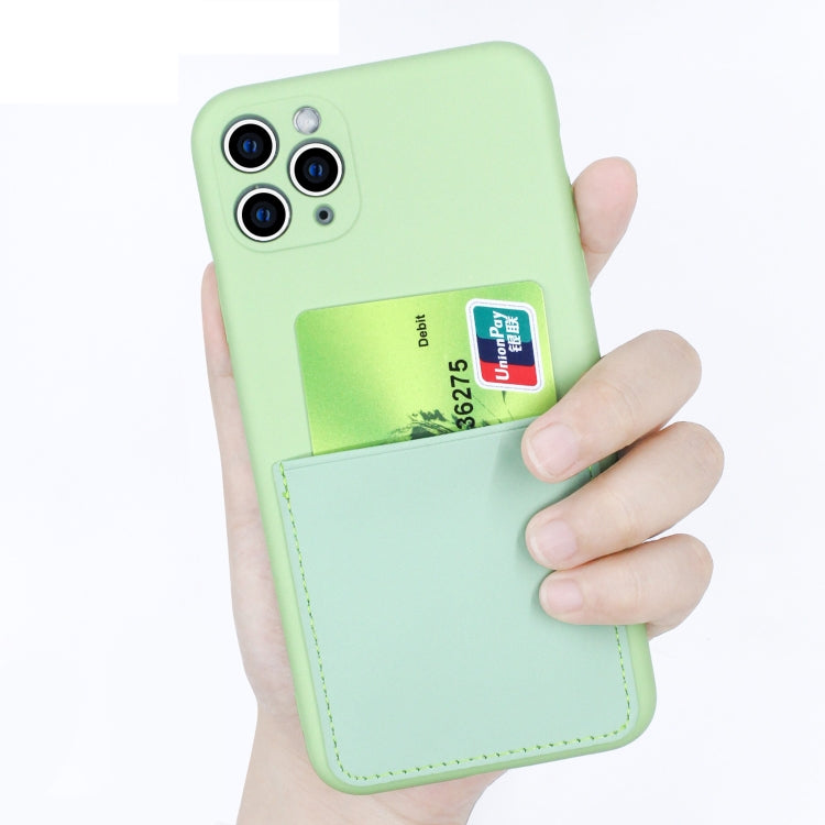 For iPhone 11 Pro Max Liquid Silicone Skin Feel Shockproof Phone Case with Card Slot