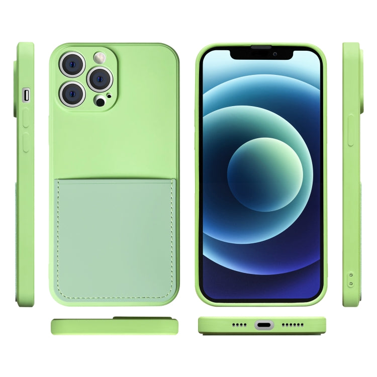 For iPhone 13 mini Liquid Silicone Skin Feel Shockproof Phone Case with Card Slot