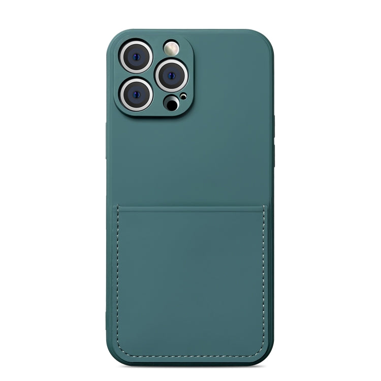 For iPhone 13 Pro Max Liquid Silicone Skin Feel Shockproof Phone Case with Card Slot