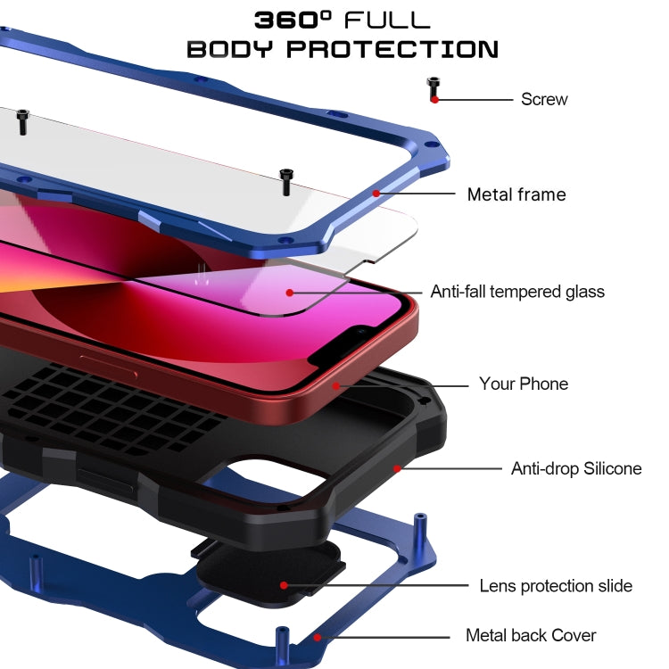 For iPhone 13 Camshield Shockproof Life Waterproof Dustproof Metal Case with Holder