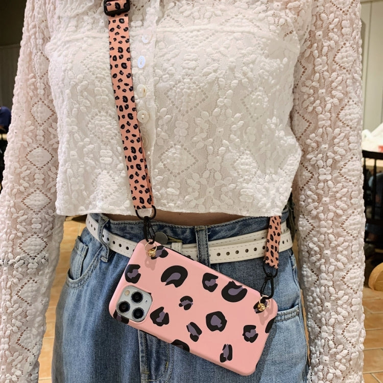 For iPhone 13 Pro Leopard Crossbody Shockproof TPU Phone Case with Lanyard