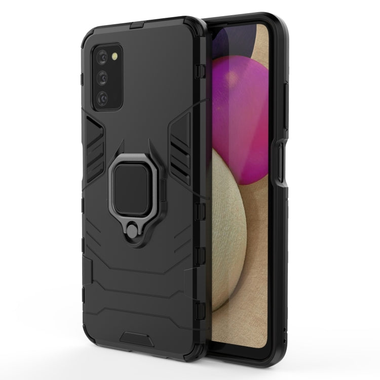 For Samsung Galaxy A03s 166mm PC + TPU Shockproof Phone Case with Magnetic Ring Holder