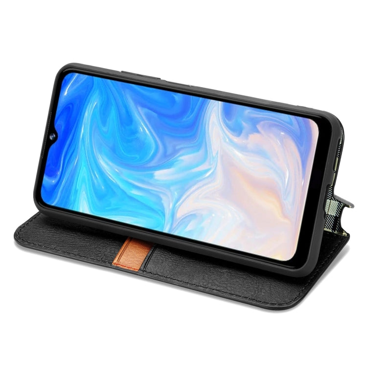 For Doogee N40 Pro Cubic Grid Pressed Horizontal Flip Magnetic Leather Case with Holder & Card Slots & Wallet