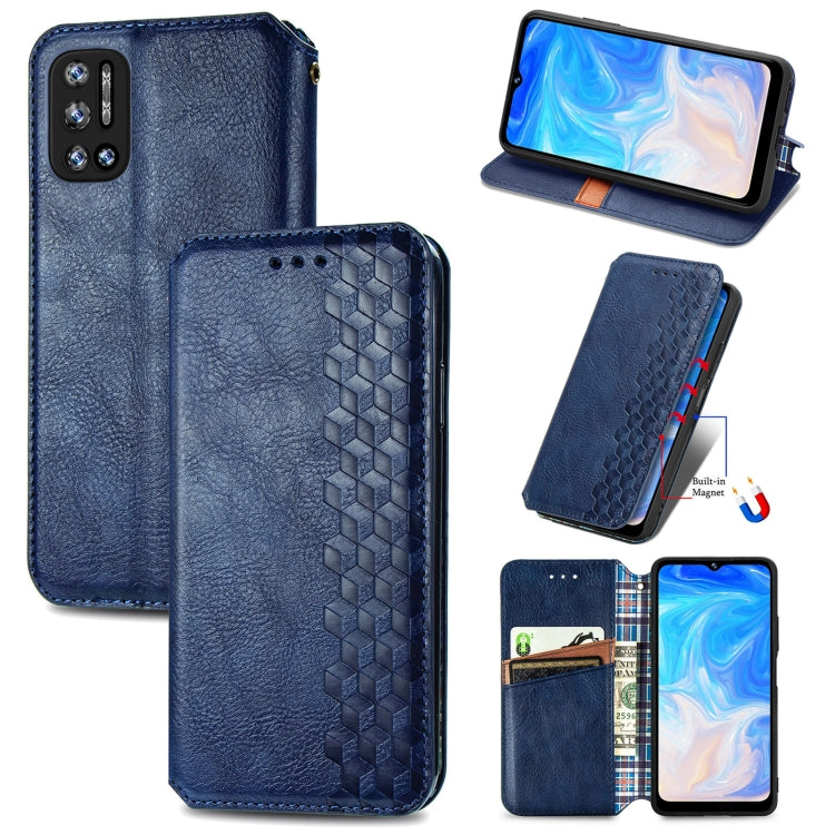 For Doogee N40 Pro Cubic Grid Pressed Horizontal Flip Magnetic Leather Case with Holder & Card Slots & Wallet