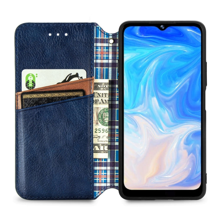 For Doogee N40 Pro Cubic Grid Pressed Horizontal Flip Magnetic Leather Case with Holder & Card Slots & Wallet