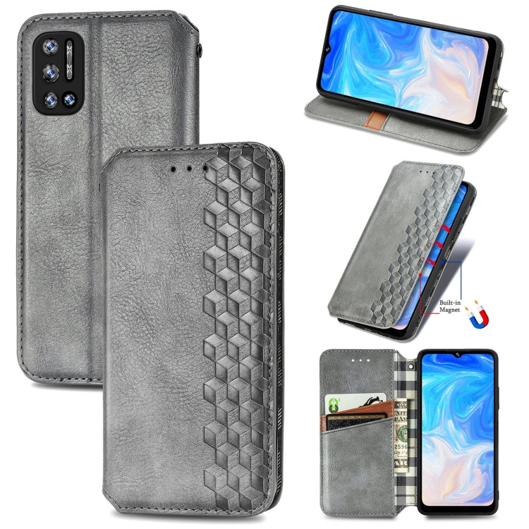 For Doogee N40 Pro Cubic Grid Pressed Horizontal Flip Magnetic Leather Case with Holder & Card Slots & Wallet
