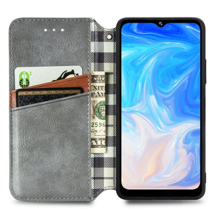 For Doogee N40 Pro Cubic Grid Pressed Horizontal Flip Magnetic Leather Case with Holder & Card Slots & Wallet