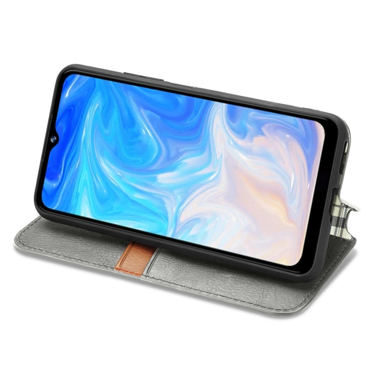 For Doogee N40 Pro Cubic Grid Pressed Horizontal Flip Magnetic Leather Case with Holder & Card Slots & Wallet