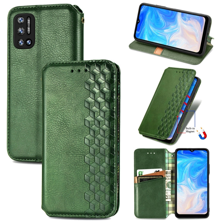 For Doogee N40 Pro Cubic Grid Pressed Horizontal Flip Magnetic Leather Case with Holder & Card Slots & Wallet