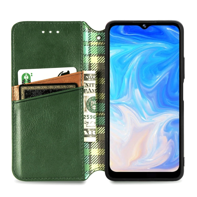 For Doogee N40 Pro Cubic Grid Pressed Horizontal Flip Magnetic Leather Case with Holder & Card Slots & Wallet