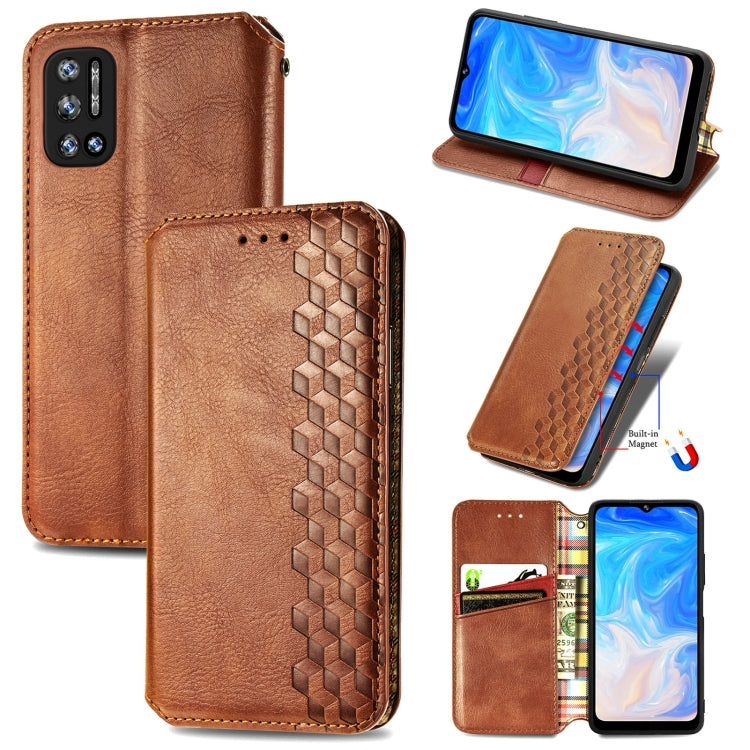 For Doogee N40 Pro Cubic Grid Pressed Horizontal Flip Magnetic Leather Case with Holder & Card Slots & Wallet