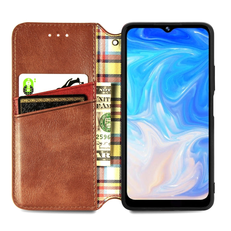 For Doogee N40 Pro Cubic Grid Pressed Horizontal Flip Magnetic Leather Case with Holder & Card Slots & Wallet