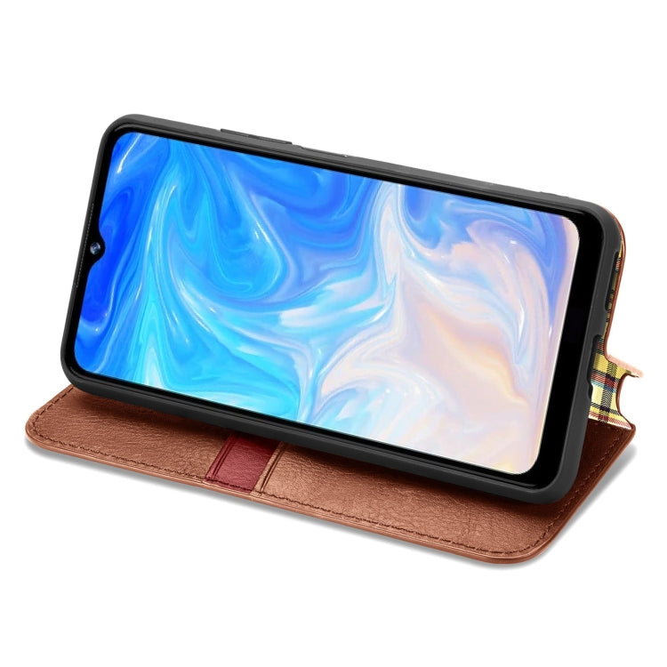 For Doogee N40 Pro Cubic Grid Pressed Horizontal Flip Magnetic Leather Case with Holder & Card Slots & Wallet
